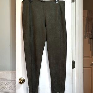 Faux Leather Pant - navy green